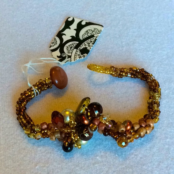 FINAL SALE PRICE CL Designs Unique Embellished Bracelet in Brn/Gld - Picture 1 of 5